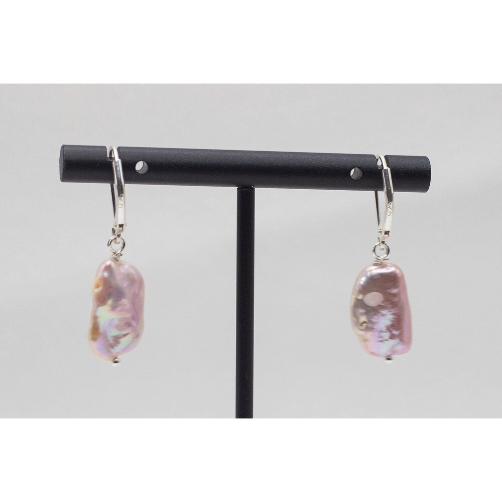 Minimalistic White Keshi Pearl Earrings, 925 sterling silver Wedding Jewelry